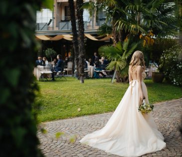 A girl in wedding gown