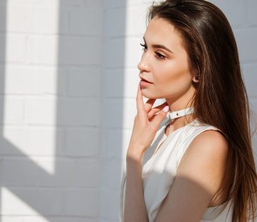 An attractive lady in white